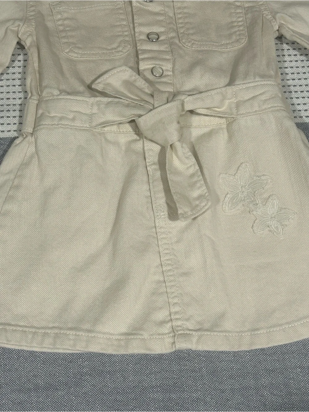 OshKosh B'gosh Cream Button-Front Dress with Waist Tie